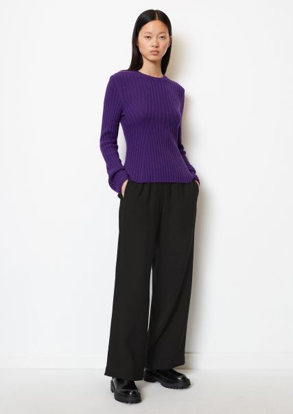 Jersey De Punto Slim Con Detalles Totalmente A La Moda Jerséis De Punto Precio Al Por Mayor Shiny Purple Mujer