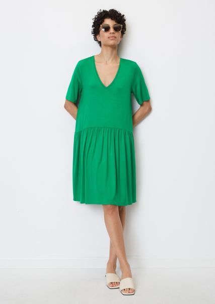 Exclusivo Vestido De Tejido Jersey Con Escote En Pico Tejido Jersey Elástico De Viscosa Mujer Vivid Green Vestidos