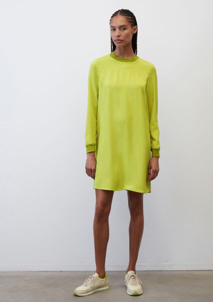 Precio De Descuento Vestidos Mujer Lime Green Vestido Corto De Línea En A Viscosa Pura