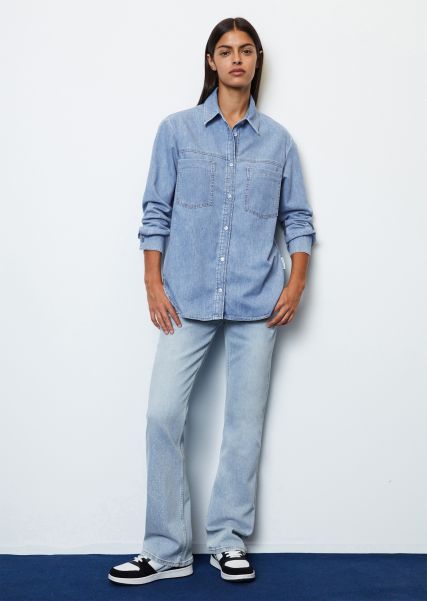 Camisa Vaquera Regular Algodón Ecológico Puro Mujer Fiabilidad Multi/Vintage Light Blue Marbl Blusas
