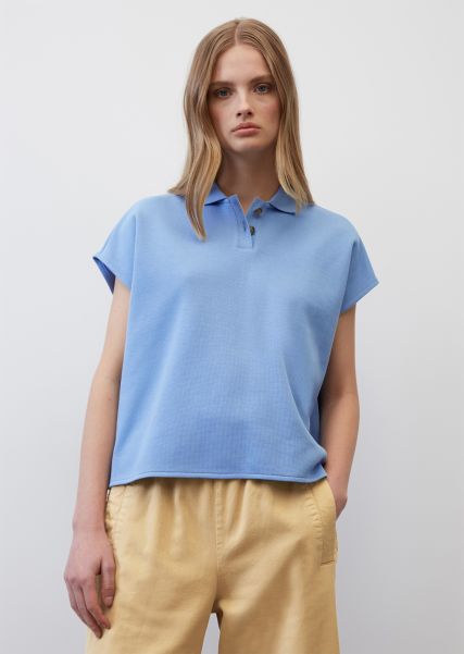 Camisetas Mujer Autorización Soft Sky Blue Camiseta Estilo Polo Extragrande Made Of Organic Cotton Piqué Jersey