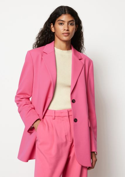Mujer Blazer Blazer De Punto Recto De Calidad Interlock Comercio Rose Pink