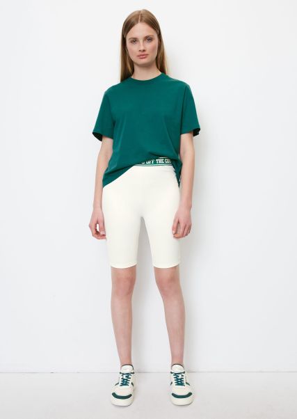 Culotte Deportivo De Punto Acanalado Elástico Diseño Scandinavian White Pantalones Cortos Mujer