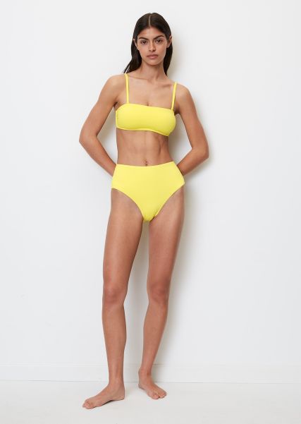 Braguita De Bikini Con Cintura Alta Fabricado Con Material Reciclado Mujer Moda De Baño Yellow Ultimo Modelo