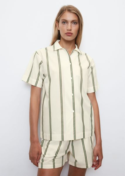 Mujer Descuento Camiseta De Pijama Para Estar Por Casa De Puro Algodón Orgánico Ropa Interior Linen White