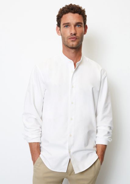 Camisa Oxford De Manga Larga Con Cuello Mao De Puro Algodón Orgánico Hombre Barato White Camisas