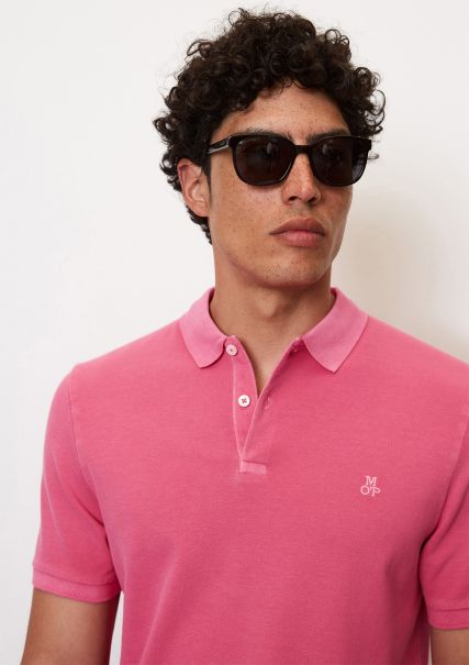 Short Sleeve Polo Shirt In Piqué Fabric De Algodón Orgánico Elástico Polos Hombre Pop Of Pink Popular