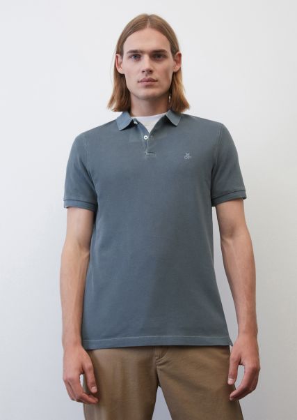 Hombre Short Sleeve Polo Shirt In Piqué Fabric De Algodón Orgánico Elástico Moon Stone Polos Promoción