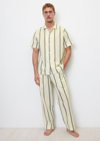 Barato Linen White Camiseta De Pijama Para Estar Por Casa De Puro Algodón Orgánico Hombre Homewear