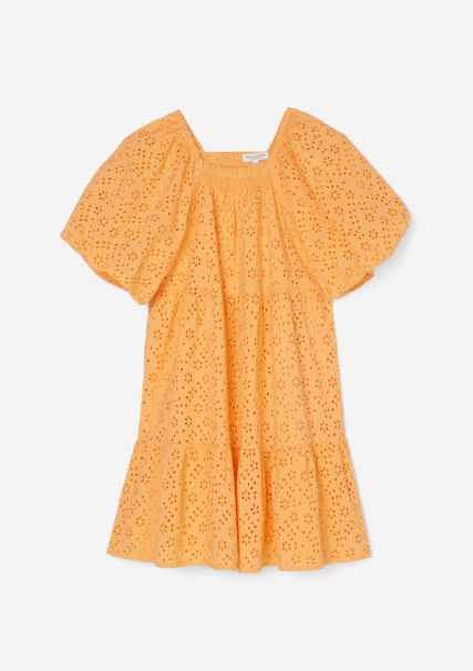 Soft Orange Vestido Con Bordado Inglés Teens-Girls Algodón Ecológico Suave Junior Girls Promoción