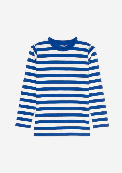 Precio De Descuento Junior Cool Cobalt Stripe Boys Camiseta De Manga Larga Teens-Boys Tejido Jersey De Algodón Ecológico
