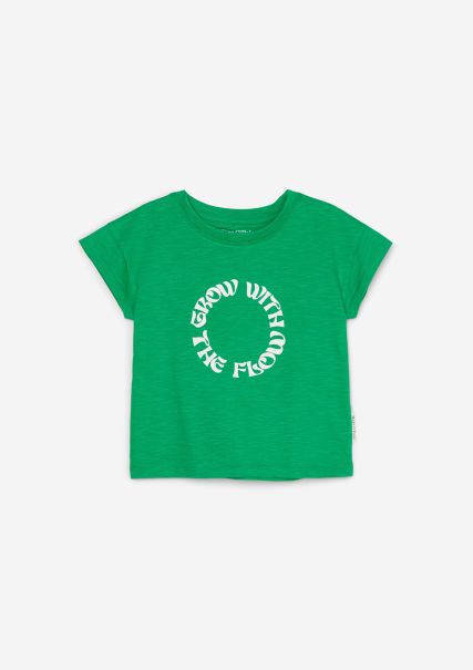 Vivid Green Camiseta Kids-Girls Tejido Jersey Flameado Con Acabado Suave Girls Recomendar Junior