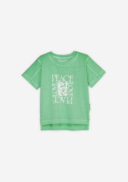 Girls Vivid Green Comprar Junior Camiseta Estampada Kids-Girls De Puro Algodón Orgánico