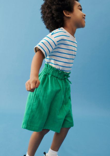 Turquoise Stripe Girls Disponible Camiseta Kids-Girls De Algodón Ecológico Junior
